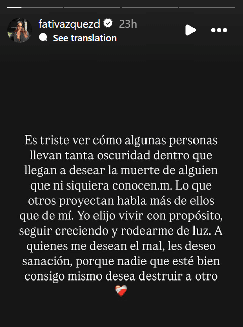 Fati Vazquez instagram story