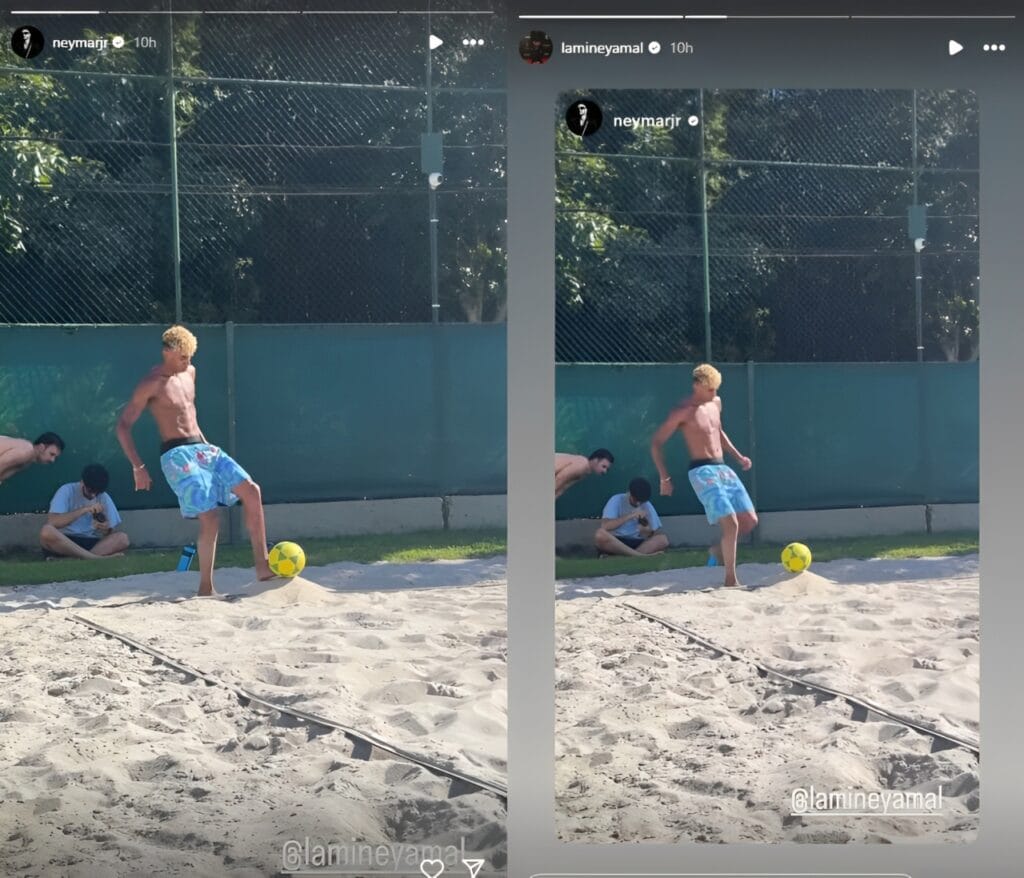 Neymar shared Yamal's pictures playing Footvolley
