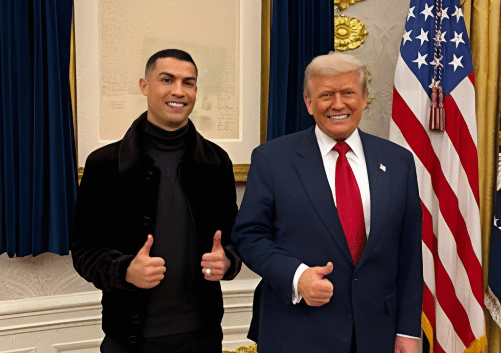 Trump and Cristiano Ronaldo Share Smiles for camera